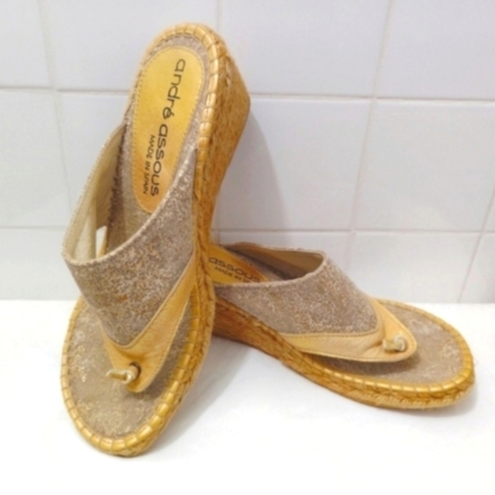 Spain Andre Assous Espadrilles Annette Wedge Sandals Bronze Toast US 10